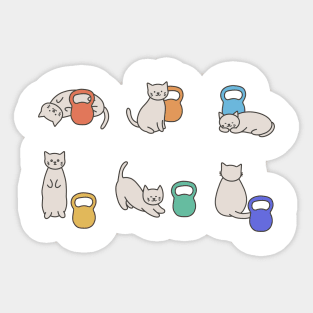 Cat doing kettlebell workout Sticker